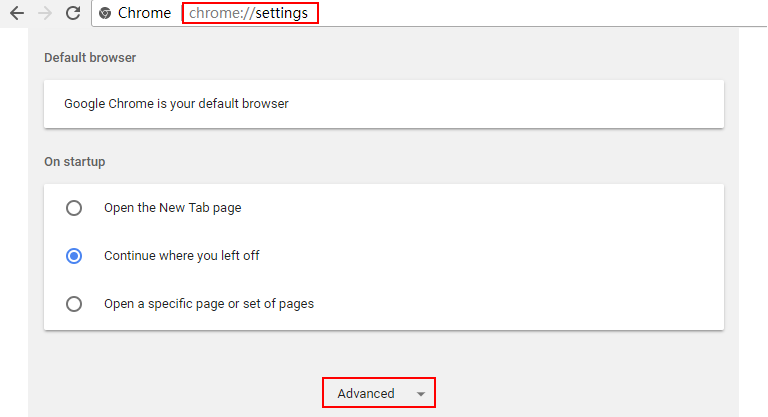 enter chrome advanced settings